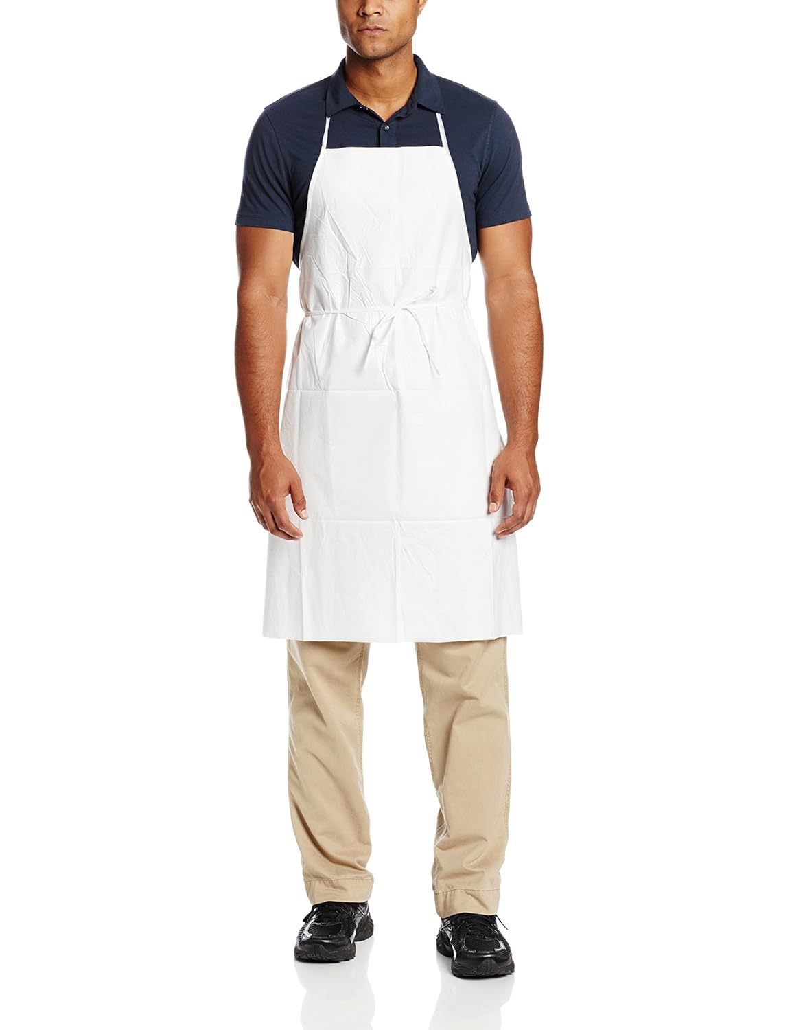 High Five Products AA409 Microporous WBP (Waterproof Barrier Protection) Single-Use Bib-Style Apron, 28" Width x 36" Height, White (Case of 100)