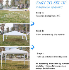 Canopy Tent 10x10 ft | Waterproof Gazebo with Spiral Tubes | Portable Outdoor Shelter for Camping, Beach, Parties, Parking | White