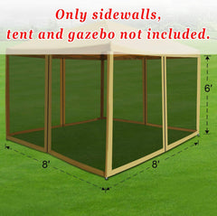 Strong Camel Pop-Up Gazebo Sidewalls 8' x 8' Outdoor Tent Canopy Replacement Mesh Walls Only (Beige)