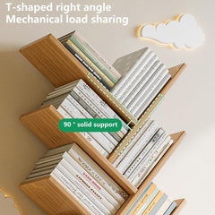 8 Tier Tree Bookshelf,Floor Standing Bookcase,Small Bookcase Tower for Books/C D/Movies Wooden Book Storage Organizer Shelves with Drawer for Living Room Bedroom & Home Office Wooden