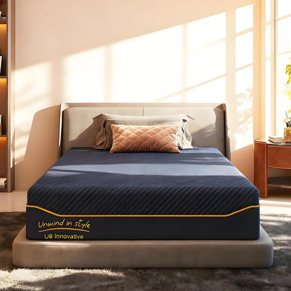 Full Size Mattress, 14 Inch Luxury Gel Memory Foam Full Size Mattress in a Box with Washable Removable Cover, Fiberglass Free, Pressure Relief,Medium Firm, 75"*54"*14", Navy Blue (14 Inch, Full)