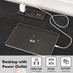 YGEOMER Entertainment Center for 55 inch TVs, TV Stand with Power Outlet and Open Storage Shelves, TV Media Console Table for Living Room and Bedroom,Black