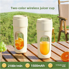 Multifunctional Portable Juicer Cup - 2 in 1 High Capacity Sports Fruit and Vegetable Blender Outdoor Use(Fresh Fruit Orange)