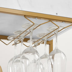 6 Tier Bar Cart, Rolling Home Bar Serving Cart on Wheels, Beverage Cart with Wine Rack and Glass Holder, Kitchen Serving Cart, Liquor Beverage Cart, for Living Room, Dining Room, Gold