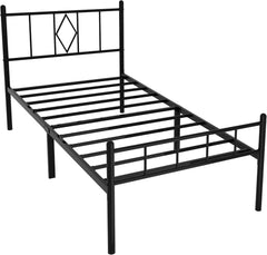 14 Inch Twin Size Bed Frames with Headboard/Footboard, Under Bed Storage, Strong Metal Slats Support, No Box Spring Needed, Noise Free, Easy Assembly, Black