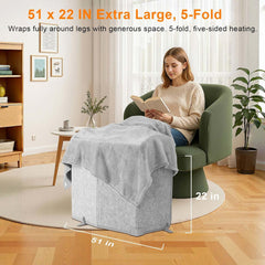 Foldable Under Desk Heater with Blanket, 5-Fold Plus Size, 8 Levels High Temperature Version Leg Foot Warmer, 1-9H Timer, Digital Display, No Odor Safe Portable Electric Space Heater for Office Home