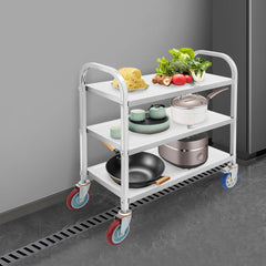 3 Tier Stainless Steel Kitchen Cart, Utility Serving Storage Rolling Car Shelf with Wheels, Shelving Unit for Hotels Restaurants Catering Offices Trains, 29.5 * 15.7 * 37.4in