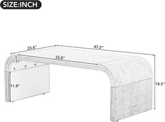 Retro Minimalist Coffee Table with Curved Art Deco Design, 47.2" L Consloe Table with Spacious Tabletop, Multifunctional Wood Behind Couch Table for Living Room (Antique Black & 1)