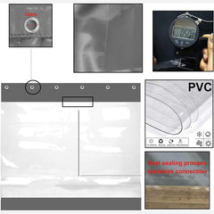 Outdoor Tarp Curtains with Zipper Door, 0.5mm PVC Clear Waterproof Tarpaulin Side Panels with Grommets, Pergola Patio Porch Gazebo Carport Grey Transparent Tarpaulin, Weatherproof