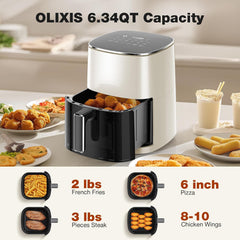 6-Quart Square Air Fryer with Viewing Window – 12-in-1 Functions (Air Fry, Roast, Reheat, Dehydrate, Bake, Steam) & 400°F Max Temperature