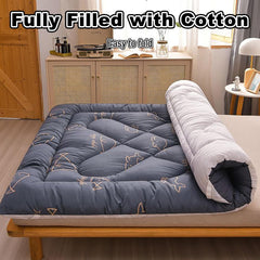 Full Size roll-up Floor Mattress, Foldable Japanese Floor Mattress, Winter Non-Slip Soft Roll Up Bed Student Dormitory Mattress Topper, Portable Tatami Mattress, Easy to store(Blue,150x190cm/59*75in)