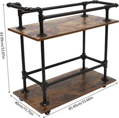 3 Tier Industrial Pipe Bar Carts,Home Bar Serving Cart with Wheels Small Rolling Beverage Cart Mini Drink Cart Wine Tea Liquor Shelves/Holder with Wine Rack for Kitchen Dining Living Room
