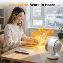 Heater and Fan Combo for Indoor Use - 2-in-1 1500W Portable Desk Heating & Cooling Fan, Oscillating with Adjustable Thermostat, 2 Heat & Fan Modes, Tip-Over Protection, Quiet Space Heater