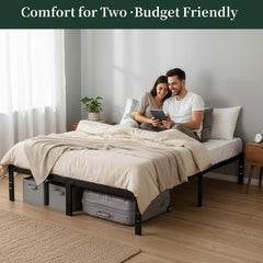 Twin Size Bed Frame, 14 Inch Metal Platform Bed Frames with Heavy Duty Steel Slat Support, No Box Spring Needed, Easy Assembly, Under Bed Storage