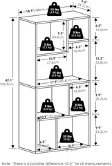 Furinno DALY Book Shelf, 3-Cube Bookshelf, Cube Storage Organizer Bookcase with Irregular Compartments, 9.4 x 11.7 x 21.3, for Living Room, Bedroom, Home Office, Amber Pine