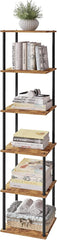 58" Narrow Bookshelf, 6-Tier Tall Bookcase Small Space, Corner Book Shelf Slim Storage Display Rack Living Room Bedroom Study Office, Rustic Brown