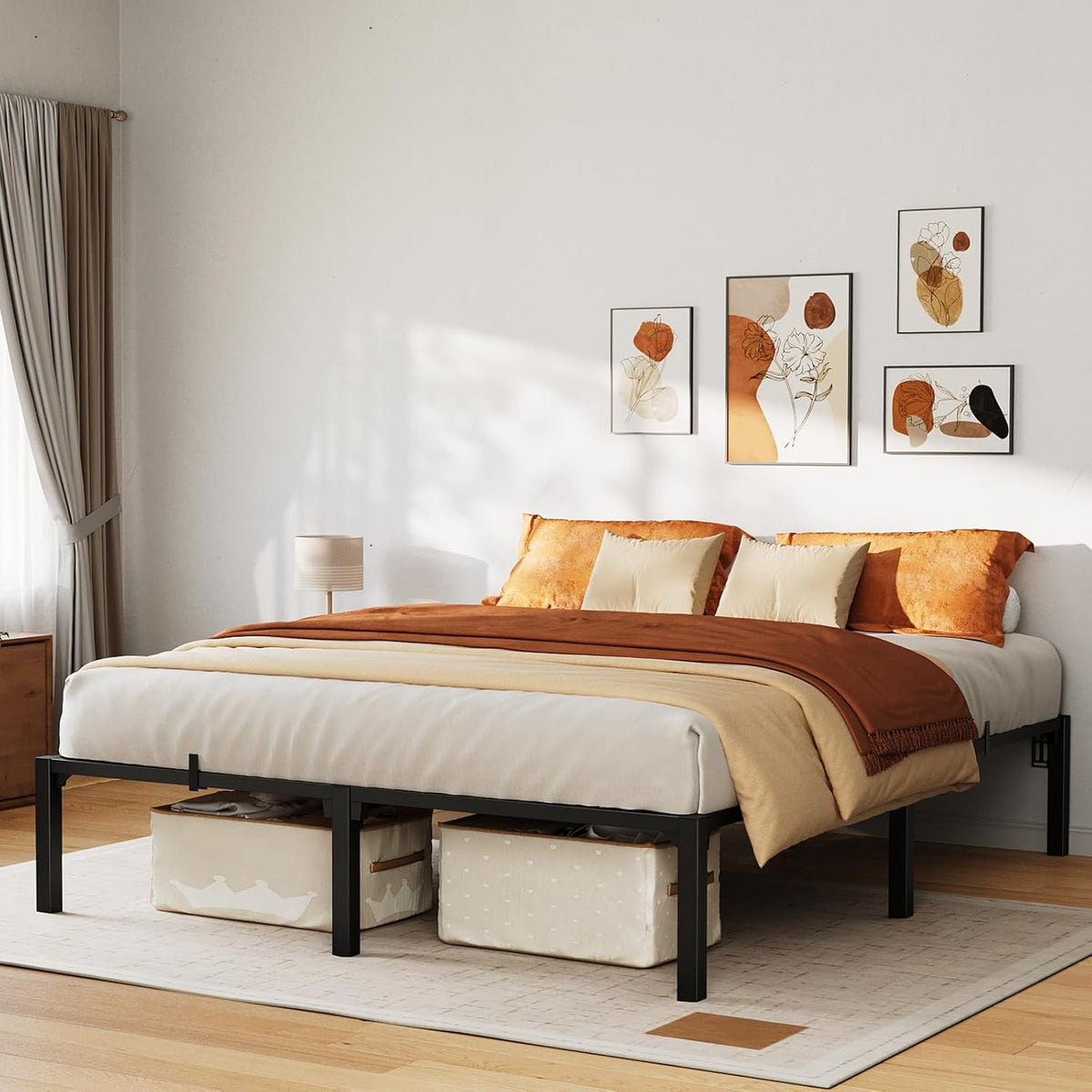 GarveeHome 10 in Full Tool-Free Bed Frame, Heavy Duty Metal Platform Bed Frame with Durable Iron Slat Support and Legs, No Box Spring Required, No Screws Needed, Support Up to 800 LBS