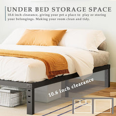 Bed-Frame-Queen, 14 Inch Metal Platform Bed-Frame No Box Spring Needed, Heavy Duty, Easy Assembly, Noise Free, Black