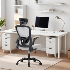 Premium Ergonomic High-Back Mesh Office Chair - Adjustable Headrest & Reclining Backrest, 360° Swivel - Silent Casters, Skin-Friendly & Durable - Ideal for Bedroom, Dorm & Small Spaces