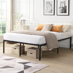 Heavy Duty Metal Queen Size Bed Frame, Steel Platform Bed Frame with Round Corner Legs, No Box Spring Needed, Noise Free, Easy Assembly (Queen)