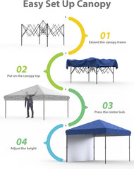 Garvee 10x10 Pop Up Canopy Tent Outdoor Canopy One-Person Set Up Heavy Duty Commercial Instant Tent Shelter, 1-Sidewall+Blue