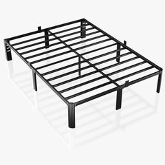 Metal Bed Frame,Twin Bed Frames with Fixed Stand,Bedframe with Storage Space,Easy Assembly,No Box Spring Needed,Headboard Hole and Round Corner Legs Mattress Retainers 14 Inch,Black,Twin