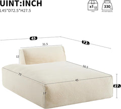 Modern Modular Sectional Sofa, 72" Oversized Loveseat with Armrests and Backrest, Fully Compressed, Free Combination, Spacious Foam-Filled Sofa Bed for Living Room (Khaki/2)