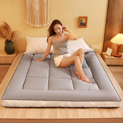 Thick Roll-Up Japanese Futon Mattress - Portable Quilted Floor Mattress for All Seasons, Gray, 90x200cm (35x79 inch)