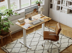 BANTI 44"x24"Electric Standing Desk, Stand up Height Adjustable Home Office Table, Sit Stand Desk with Splice Board, Light Rustic Brown Top