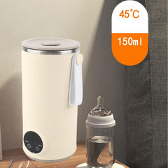 Travel Electric Kettle, Cordless Rechargeable 400ML 55°C Stainless Steel Travel Hot Water Boiler for Milk, Tea, Coffee, Portable Milk Warmer with Rotary Stirrer, Water Heater