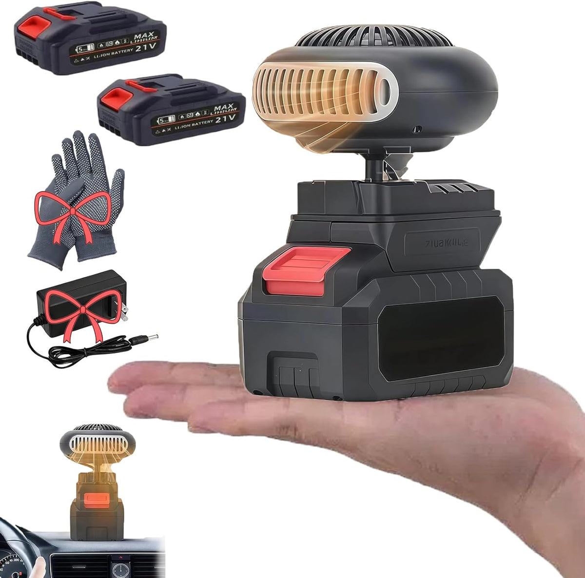 Battery Operated Space Heater for Indoors, 2026 Battery Powered Heaters With USB, 360 Flip Anti-Tilt, Car Window Defroster, Heater Li Portable Heater for Car/Camping/Golf Cart (15-cell battery*1)