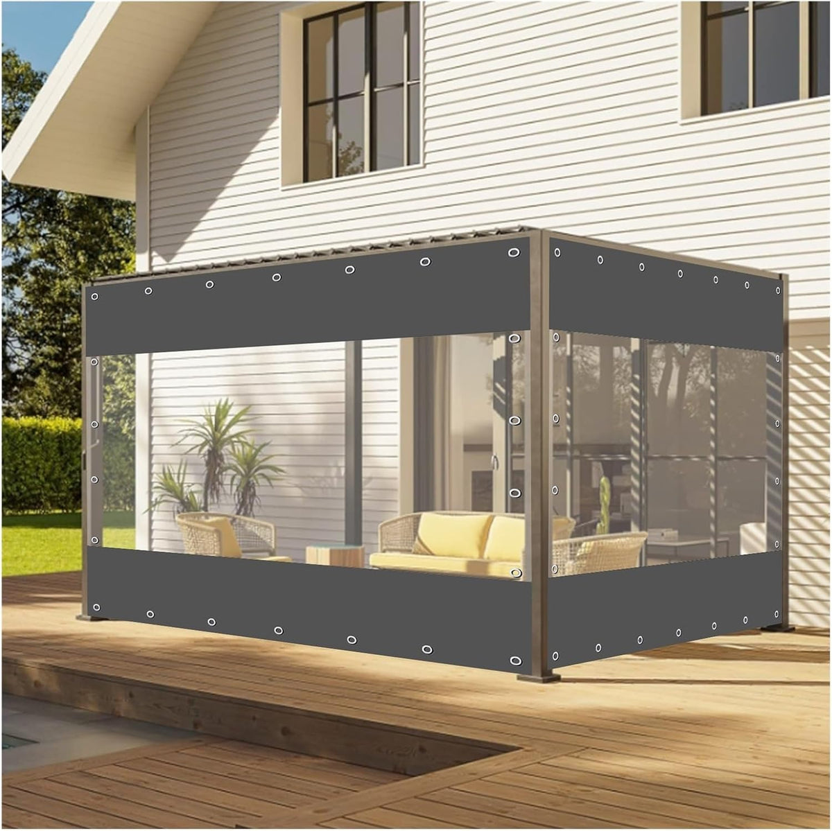 Clear Pergola Curtains Waterproof Clear Tarpaulin Waterproof Heavy Duty PVC Pergola Side Panels for Gazebo, Porch, Customizable (Color : Clear, Size : 2.5x3.5m/8.2x11.48ft)