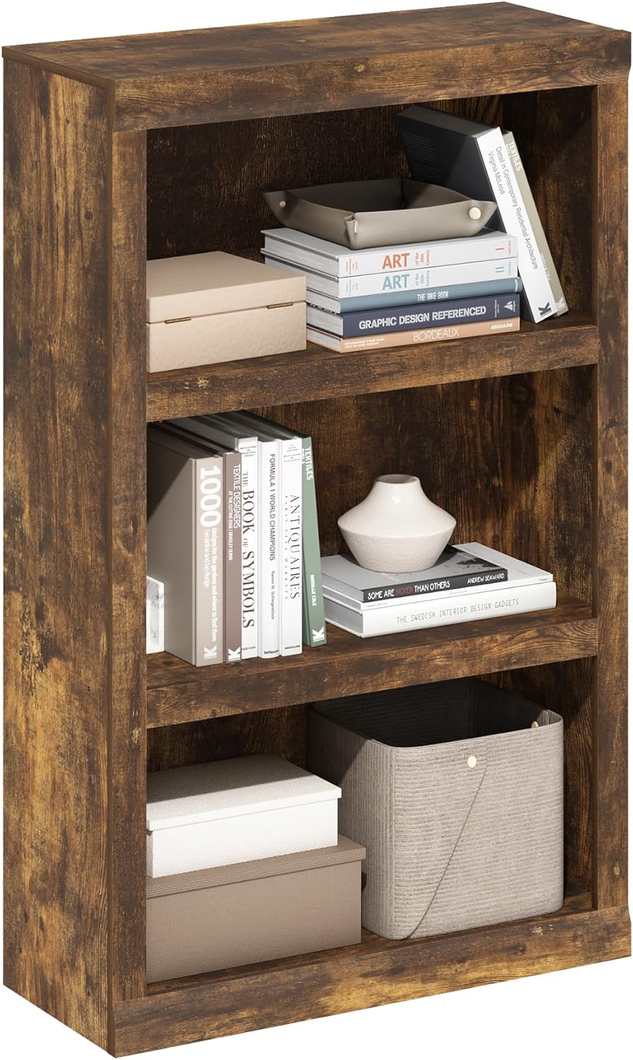 Furinno PASIR Book Shelf, 4-Tier Bookshelf, Bookcase, 9.4" x 23.6" x 41.7", for Living Room, Bedroom, Home Office, Amber Pine