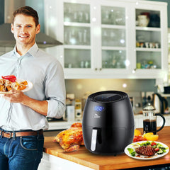 Air Fryer 5.8QT/5.5L, Uten 1700W AirFryer High-Power Electric Hot Temperature Control & Timer Knob, Non Stick Fry Basket, Dishwasher Safe, Apply to Party, Afternoon Tea, Black