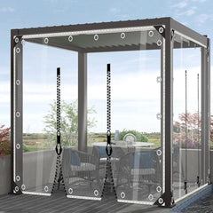Outdoor Tarpaulin Curtains Clear,PVC Waterproof Tarpaulin Side Panels-400g/m²,Transparent Soft Glass,Heavy Duty Tarp Covers,Tear Resistant＋Uv-Ray for Gazebo Pergola Carport,W×H-2.5×3.3m/8.2×10.8ft