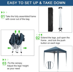 6.5x6.5ft Pop Up Canopy Tent,Outdoor Instant Shelter Folding Canopy with 4 Side Walls and Carry Bag for Commercial Events,Party,Backyard BBQ,Camping Blue (6.5 * 6.5ft Blue)