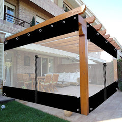 Outdoor Clear Curtains Waterproof Clear Pergola Side Panels Garden Gazebo Curtains for Greenhouses, Canopies, Car Wash Shops, Workshops (Color : Black, Size : 8.2x8.2ft/2.5x2.5m)