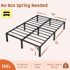 GarveeHome 10 in Full Tool-Free Bed Frame, Heavy Duty Metal Platform Bed Frame with Durable Iron Slat Support and Legs, No Box Spring Required, No Screws Needed, Support Up to 800 LBS