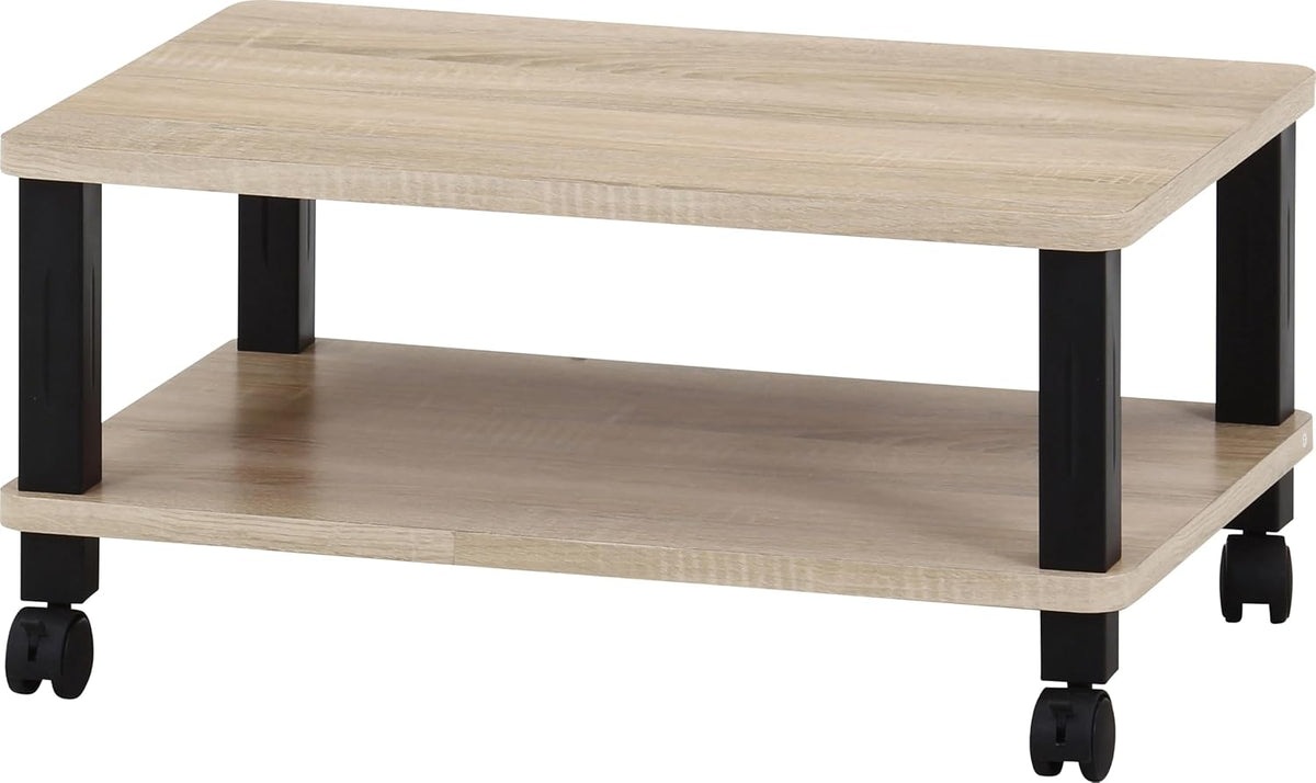 不二貿易(Fujiboeki) Fuji Boeki 52271 TV Stand with Casters, Corner Type, Easy to Assemble Without Tools, Width 31.5 x Depth 11.6 x Height 17.5 inches (80 x 29.5 x 44.5 cm), Oak