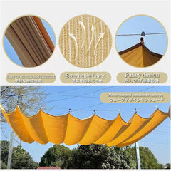 Retractable Wave Canopy pergola Cover,Outdoor Retractable Pergola with Sun Shade Canopy Patio,for Garden Porch Beach Pavilion Grill Gazebo Modern Yard Grape Trellis(W1.7*L3m/W5.57*L9.84ft)