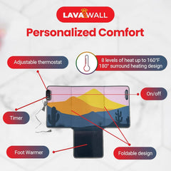 Lavawall Electric Warming Wall: Portable Space Heater for Office & Home, Timer & Thermostat, Safe & Quiet for Legs, Ankles, Feet - Foldable - Under Desk Space Heater Alternative – Desert (Gradient)