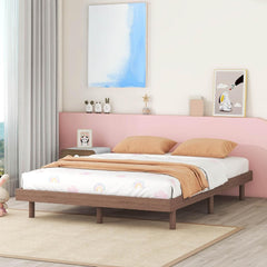 Modern Wood Full Size Floating Platform Bed Frame - Heavy Duty Bed Frame for Bedroom, 600lb Capacity, No Box Spring Needed, Easy Assembly, Space-Saving Design, (Grey, Full)