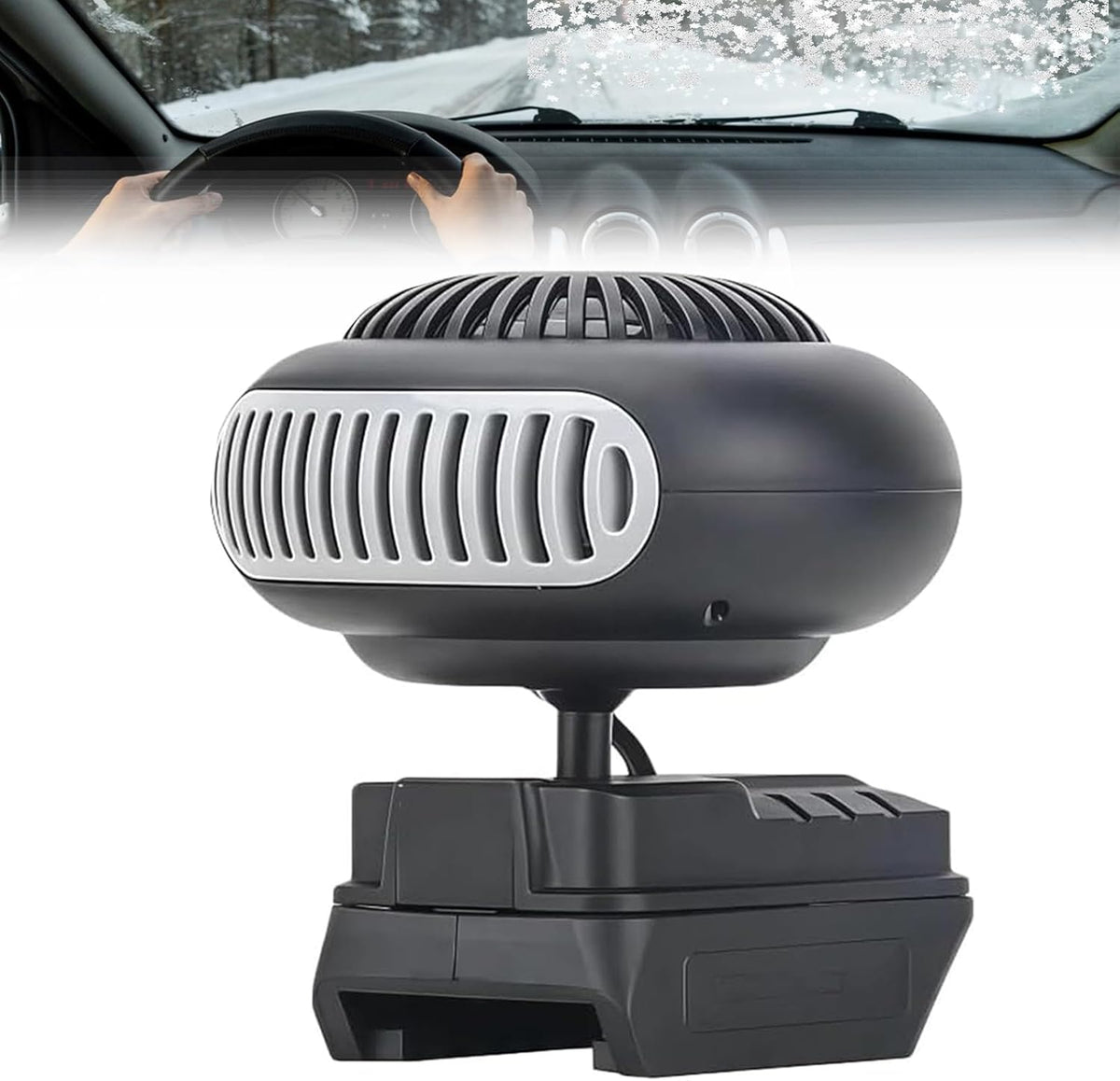 Battery Operated Heater, Portable Car Space Heater Battery Powered, Window Defroster for Car, 1500mah Battery Powered Space Heater, Anti Tilt Design Safe for Cars Office Indoor (Two batteries)