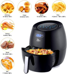 Air Fryer 5.8QT/5.5L, Uten 1700W AirFryer High-Power Electric Hot Temperature Control & Timer Knob, Non Stick Fry Basket, Dishwasher Safe, Apply to Party, Afternoon Tea, Black