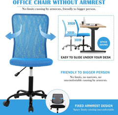 Ergonomic Chairs Set of 2, Cute Adjustable Armless Office Desk Chair w/Mesh Back & Soft Thick Seat, Comfy Swivel Rolling Executive Small Computer Task Chair Sillas para Escritorio for Adult Women