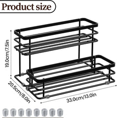 Bar Cart for The Home, 3 Tier Kitchen Carts with Wheels, Small Rolling Cart with Glass Holders,8 Bottle Coffee Syrup Organizer Rack, 2 Tier Spice Rack Organizer