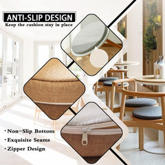 Round Chair Pads 11.8x11.8x1.2in(1 Pieces) Kitchen Round Chair Seat Cushion Detachable Memory Foam Non-Slip Patio Dining Chair Cushion for Living Room Circle Stool Chair,Black