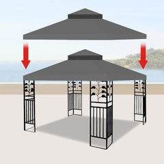 ESPIDOO 10x10 Ft Gazebo Replacement Canopy: Polyester UV Water-Repellent Tent Roof Cover - Double Tiered Design with Drain Holes & Ventilation for Outdoor Patio & Garden