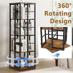 4 Tier Rotating Bookshelf Tower, Round Spinning Bookshelf Tower with Baffle, 360°Wood Revolving Bookcase for Kids & Adults, Vertical Rotate Turning Spiral Organizer (White, Round 4 Tier)