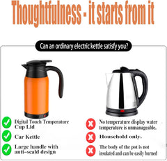 travel electric kettle 12V/24V Portable Water Boiler Heated Travel Mug，Car Electric Kettle，1000ml large capacity， 304 stainless steel，insulation and anti-scald (24V silver), NF-H5N-JR